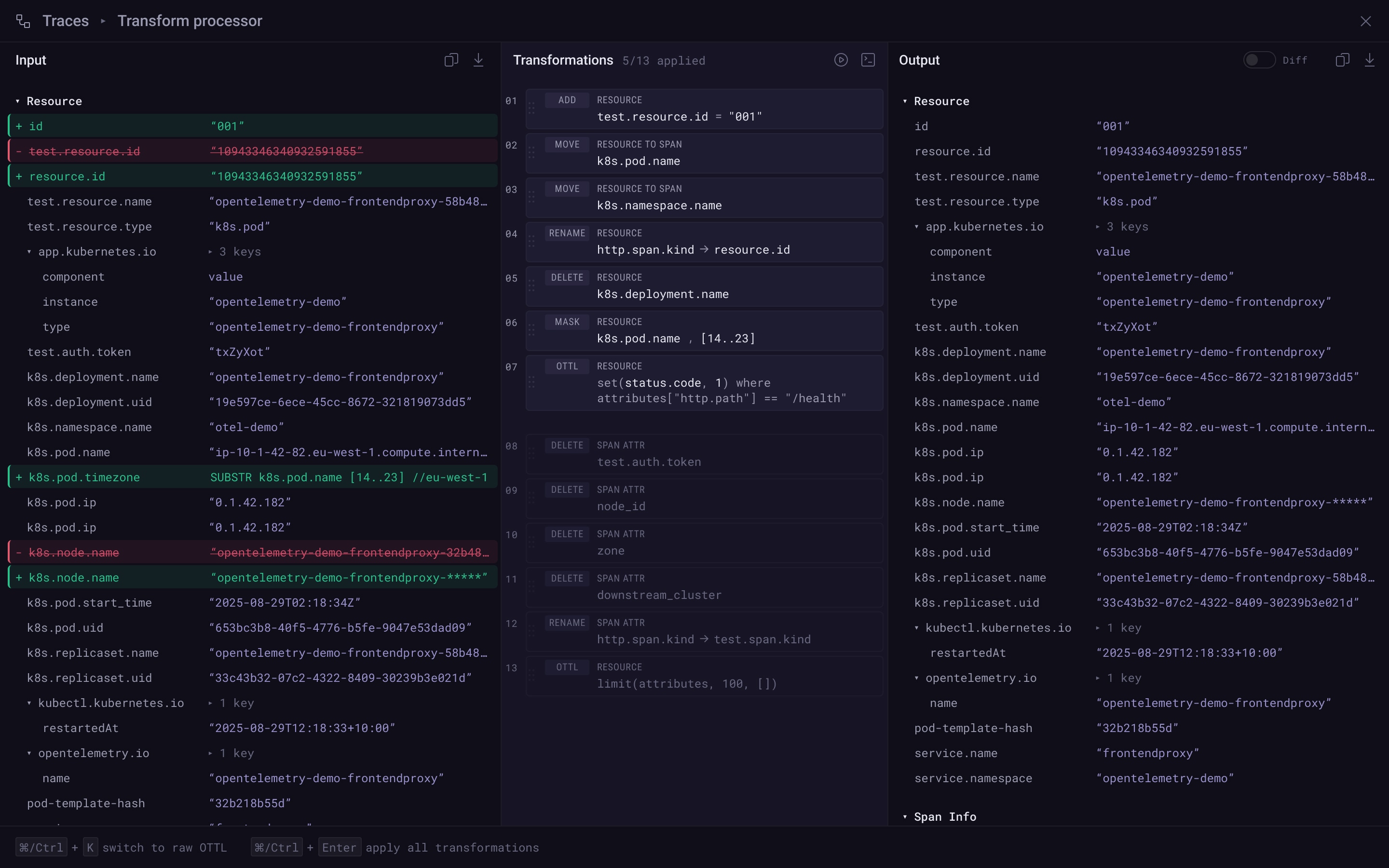 Full view of the OTel Bin working surface